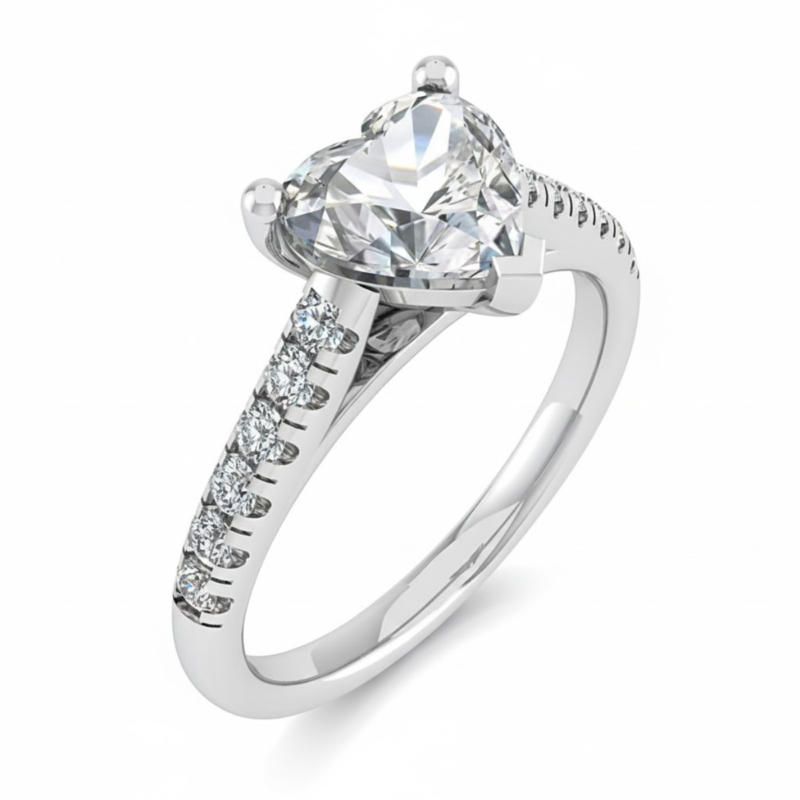 Heart Side Stone Ring