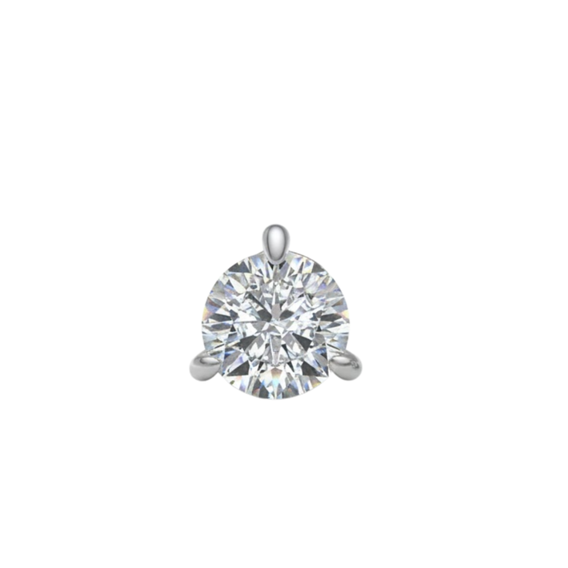 Elegant 3-Prong Round Diamond Earring Setting