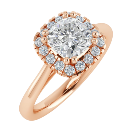 Cushion Cut Halo Solitaire Ring