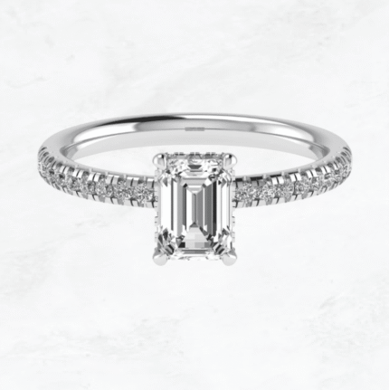 Elegant Pavé Emerald Cut Ring