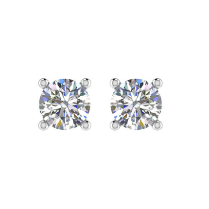 Signature 4-claw Round Diamond Earring Setting