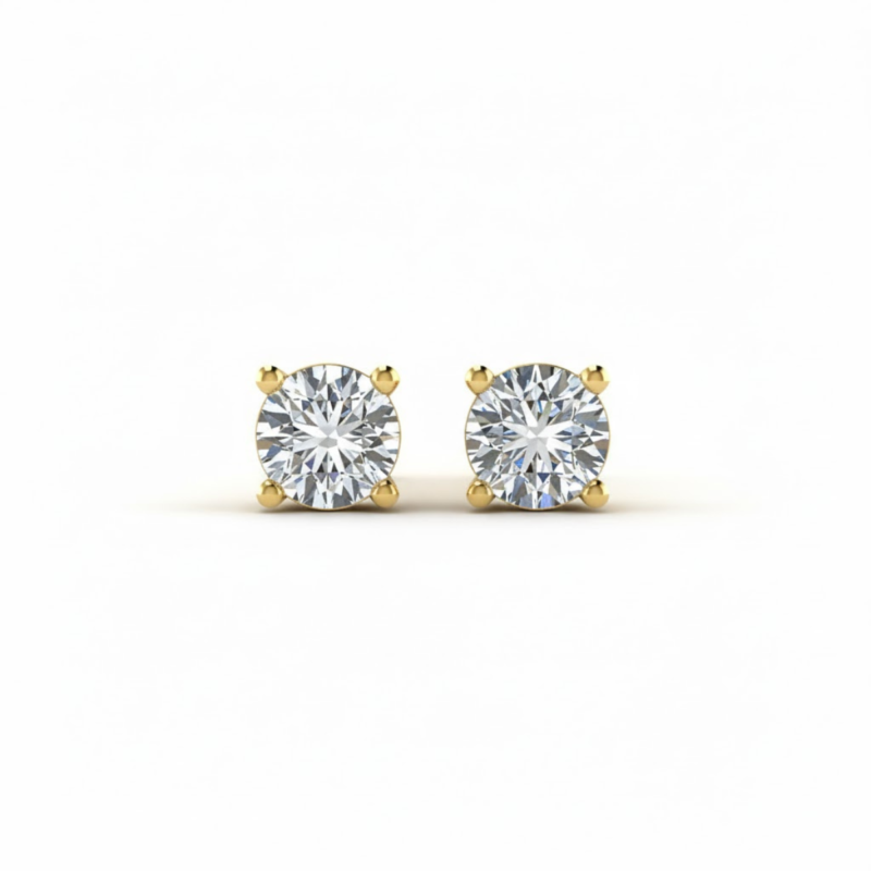 Signature 4-Claw Round Diamond Earring Setting