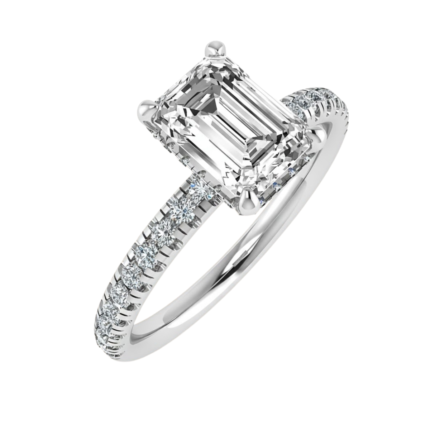 Emerald Side Stone Solitaire Ring