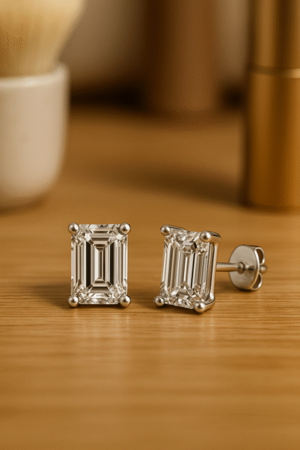 Signature 4-claw Emerald Diamond Earring Setting