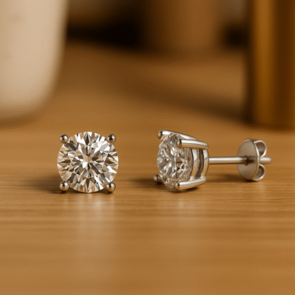 Signature 4-claw round diamond earring setting I