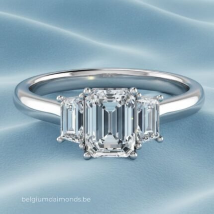 Trilogy Ring with Emerald and Baguette Diamonds