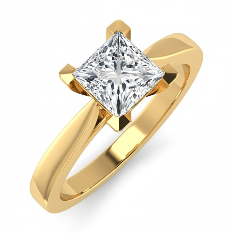 Elegant Princess Cut Solitaire Ring