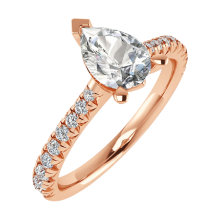 Pavé Pear Side Stone Ring