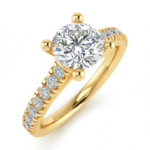 Round Diamond Side Stone Ring