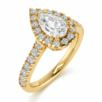 Pear Halo Side Stone Solitaire Ring