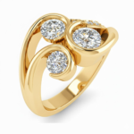 Round Diamond with Side Stone Trilogy Ring