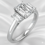 Trilogy Ring with Emerald and Baguette Diamonds