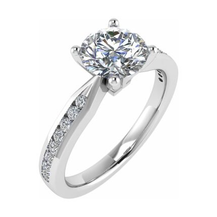Channel-Set Round Side Stone Solitaire Ring