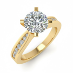 Modern Bezel-Inspired Round Side Stone Solitaire Ring - Center Shape: Round Brilliant (diamond not included) 	Design: Bezel-inspired setting with pavé side stones 	Metal Options: 18K White Gold, Yellow Gold, Rose Gold 	Center diamond not included in the price - Belgium Diamonds