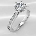 Elegant Brilliant Cut Solitaire with Pavé and Lotus Styled
