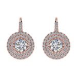 Boucles d'oreilles en diamant avec triple halo et brillant rond