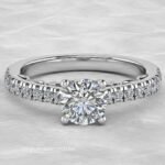 Vintage-Inspired Pavé Solitaire Ring features