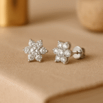 Round Diamond Cluster Flower Stud Earrings
