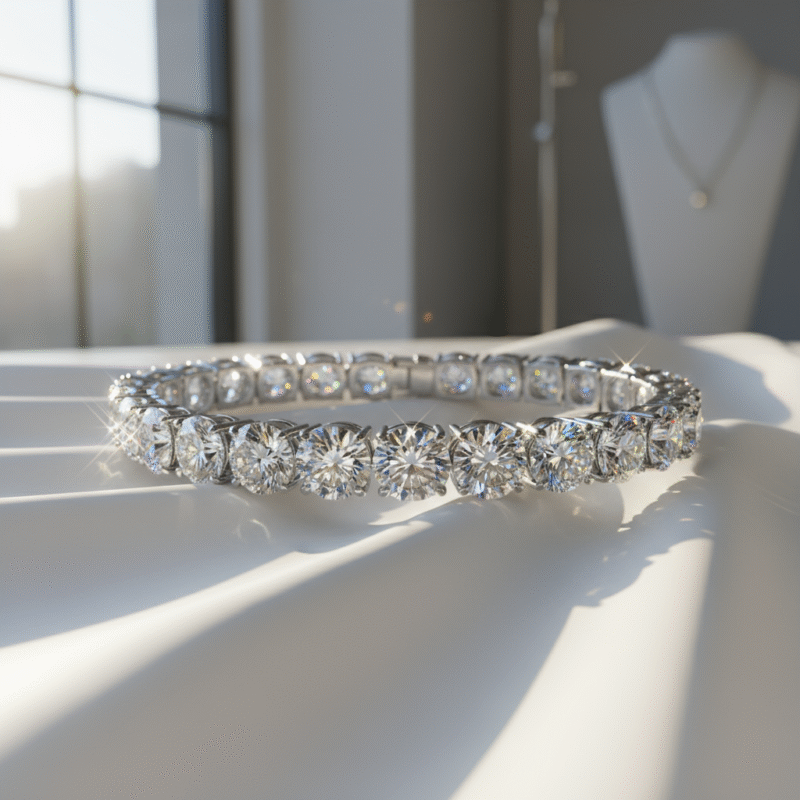 Diamond tennis bracelet in 18k gold from Belgium Diamonds