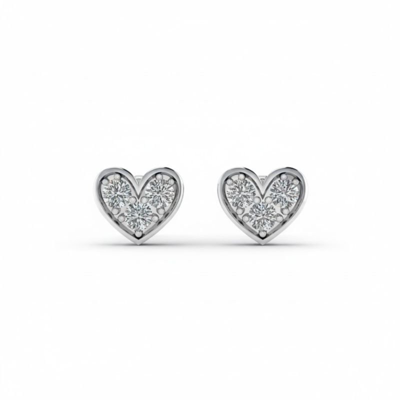 Amoréa Trio Heart Diamond Stud Earrings
