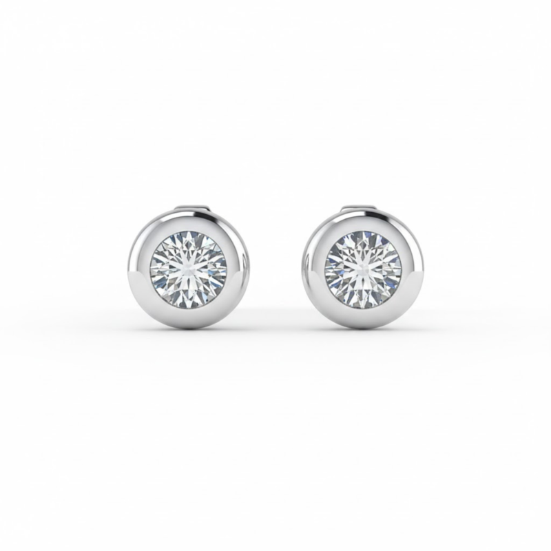 Luminéa Classic Rubover Diamond Stud Earrings