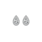 Celestia Triple Halo Diamond Stud Earrings - Pear-shaped stud earring setting featuring a layered triple halo for maximum brilliance and presence 	Center diamond placement surrounded by multiple pavé halos to amplify sparkle and depth 	Available in 18K White Gold, 18K Yellow Gold, and 18K Rose Gold 	Crafted in Antwerp with secure push-back closure and refined high-polish finish - Belgium Diamonds