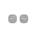 Avelisse Cushion Halo Diamond Stud Earrings