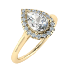 Pear Halo Solitaire Ring