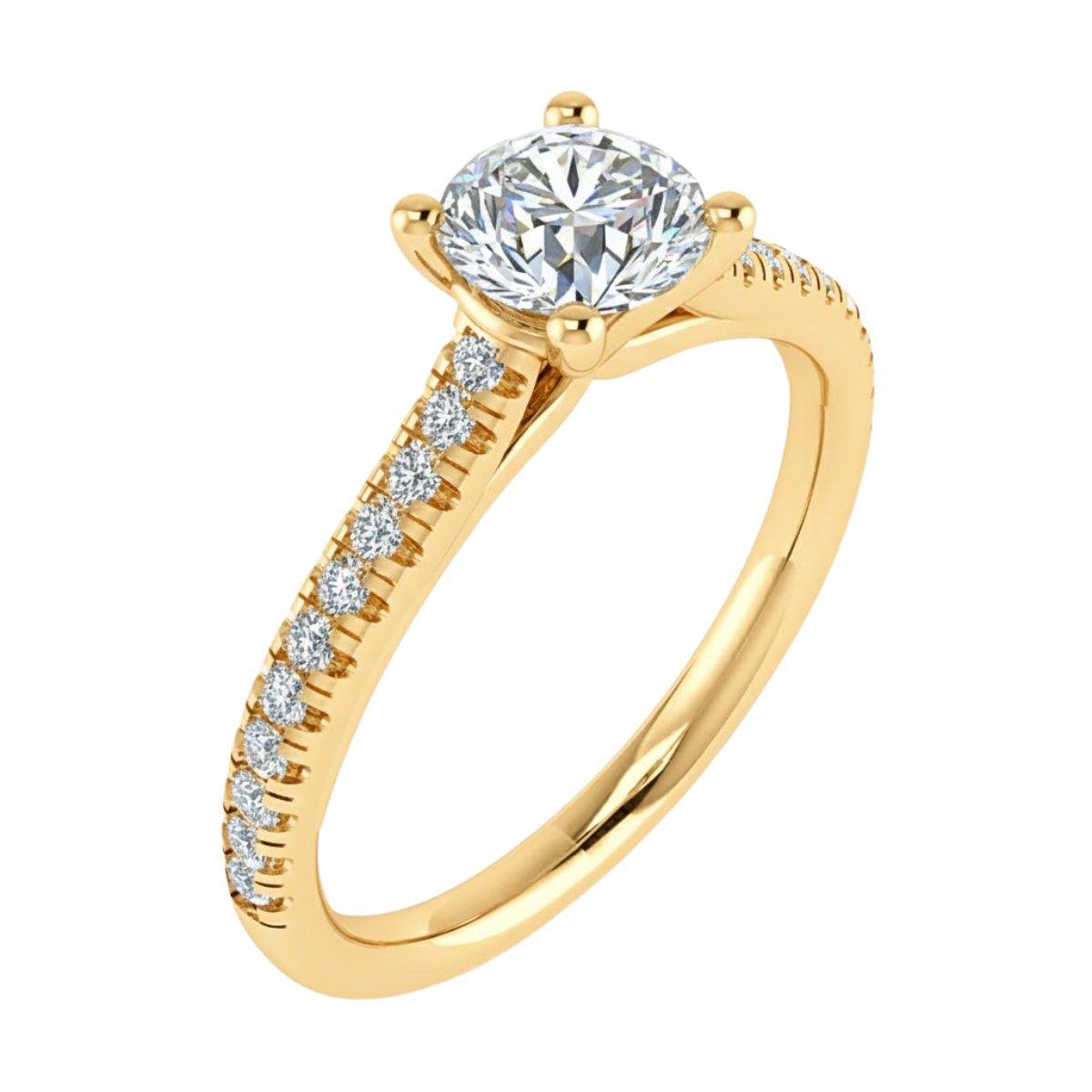 1210 (3) Round Perfect-Fit Pavé Solitaire Ring – Bild 1