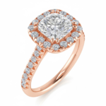 Cushion Halo Uniform Solitaire Ring