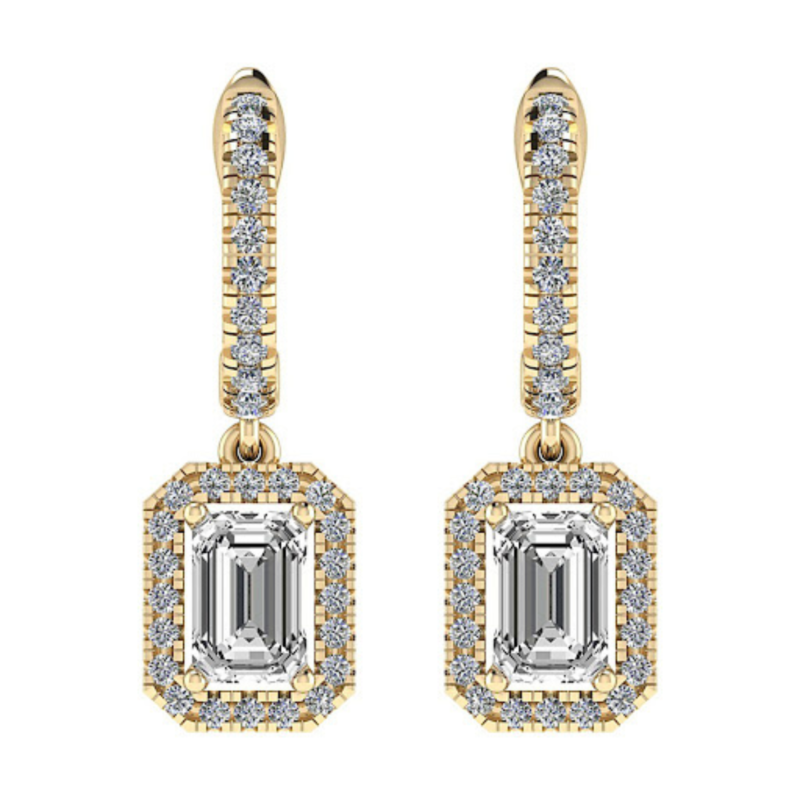 Emerisse Halo Vertige Diamond Drop Earrings