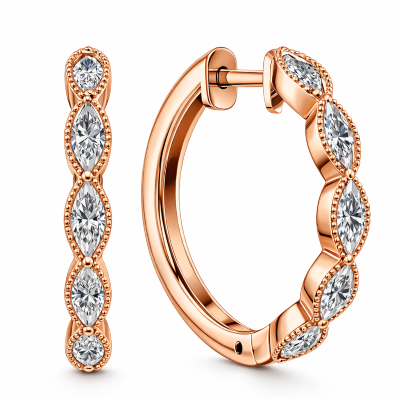 Vintage Marquise Earring-Hoop