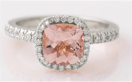 Custom Morganite Ring 18k White Gold